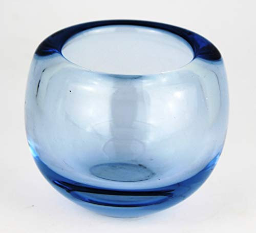 Holmegaard Per Lutken Glas Vintage Retro Glasvase - 50/60 Jahre - Masse: 448 gr. 7 cm hoch und 8,5 cm Durchmesser. Farbe blau - Artikel aus zweiter Hand