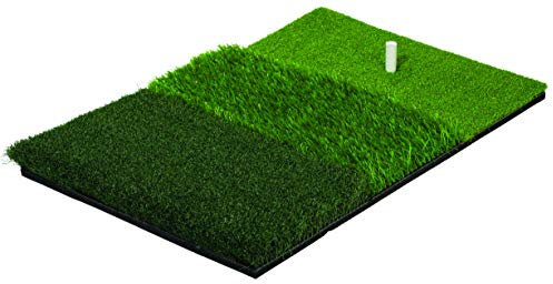 Franklin Sports Tri-turf Golf Hitting Mat with Rubber Tee - Practice Aid Golf for all levels - Portable Hitting Grass for Golf Driving