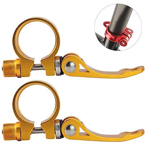 DAZISEN Bicycle Seat Tube Clip - Aluminium Alloy Ultralight Quick Release Road Bike Seatpost Seat Post Clamp 28.6mm Gold,2*Gold,28.6mm