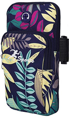 Sports Arm Bag Universal Running Armband Bounce Free Gym Armbands Phone Holder Pouch Case with Earphone Hole for iPhone XS/X8, Samsung Galaxy S9/S8/S7, Huawei and LG (Blue)