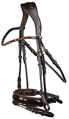 HORZE Pferde Trense Clermont anatomisch, Trensenzaum für Warmblut und Vollblut, Braun, XF