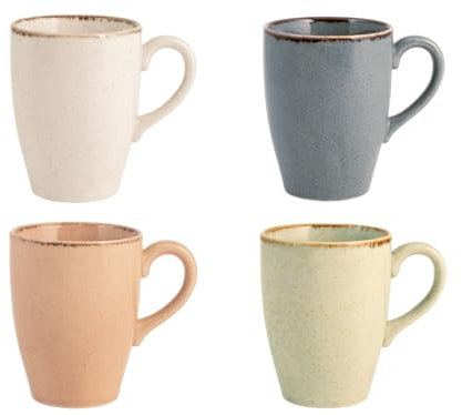 H&H Pearl Set 4 Mug, Porcellana, Assortite, cc350