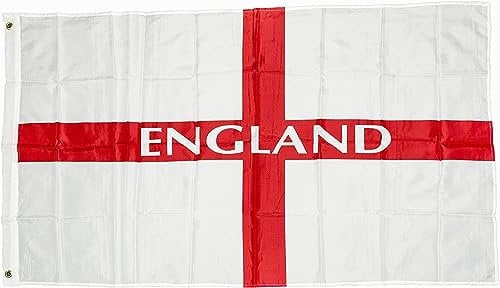 Bandera nacional de San Jorge Cruz impresa de Inglaterra de 5 x 3 pies, para eventos deportivos, pub, barbacoa, decoración para rugby, fútbol, cricket, bandera, soporte para mesa