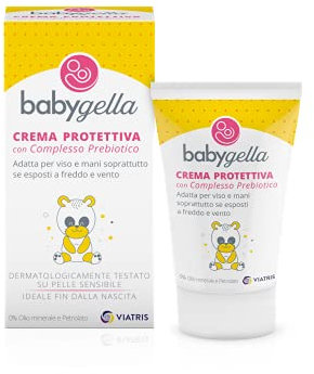 Babygella Crema Protettiva, Crema Viso Neonato con Burro di Karité e Olio di Crusca di Riso, Azione Protettiva e Nutriente, Confezione da 50 ml