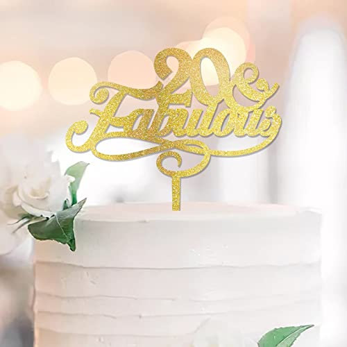 20 & Fabulous 20th Happy Birthday Cake Toppers Custom Name Any Age Number Twenty 20 Years Old Birthday Cake Decorations 20th Anniversary Birthday Kuchendekoration Geschenke For Men Women Glitter Gold