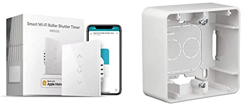 meross Interrupteur Volet Roulant Connecté, Interrupteur de Rideau, Contrôle de Pourcentage & DEBFLEX Interrupteur Electrique-Plaque Plastique-Prise Murale-Gamme Casual Cadre saillie Simple-Blanc Mat