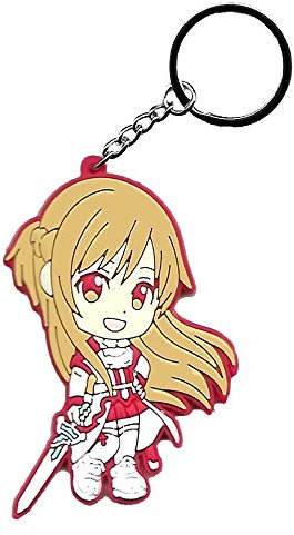 SAO Großer Schlüsselanhänger mit Figur Asuna Yuuki, doppelseitig, 7,5 cm, Geschenkidee für Herren und Damen, mehrfarbig, one size, Modern