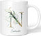 JUNIWORDS Tasse, Nemesis, Name Anfangsbuchstabe Initial Alphabet Floral Buchstabe N Monogramm Motiv, Weiß (5470755)