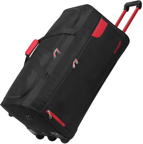 Rocklands® Lightweight Luggage Rolling Holdall Suitcase Wheeled Duffle Bag Cargo Sport Travel Bag RL501 (Red/Black, X Large - 36 (H91 x L45 x W42 cm))