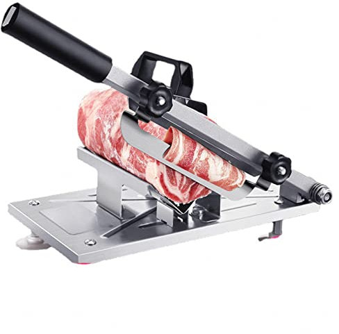 GOOBIX Meat Slicing Machine Manual Frozen Meat Slicer Mutton Roll Food Slicer Stainless Steel Adjustable Thickness Slicer for Freezing Beef and Mutton Vegetables Cheese
