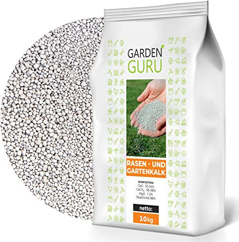 Rasenkalk Gartenkalk 10 kg Kalk Düngekalk Granulat Rasendünger GardenGuru Ideal für den Streuwagen Kalk gegen Moos
