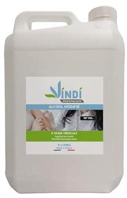 Vindi Désinfectant Alcool modifié 90°- Bidon de 5L - Fabrication Française - Désinfection peau saine et ustensiles médicaux