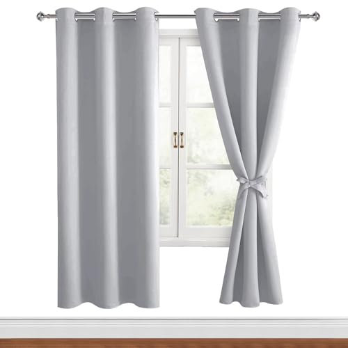 Hiasan Verdunklungsvorhänge Gardinen mit Ösen,Silver grau Blickdicht Vorhänge,2 Stück,117 x 183 cm (Breite x Höhe),weiche Schiebevorhänge für Schlafzimmer,Wohnzimmer usw.