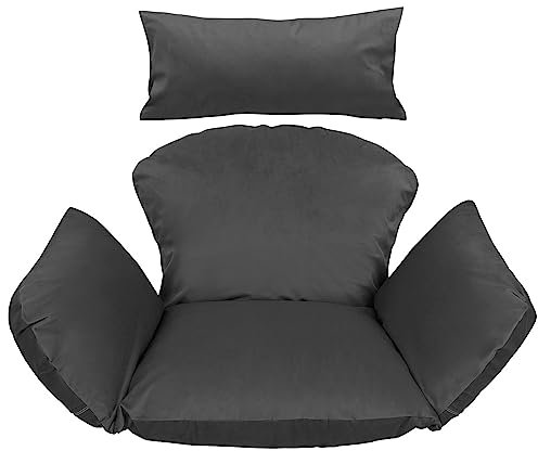 Ferocity Hängesessel Kissen, Polster, Auflage für Polyrattan/Rattan Indoor Hängeschaukel, Hängekorb, Schaukel Korb, Rückenkissen in der Farbe Grau [114]