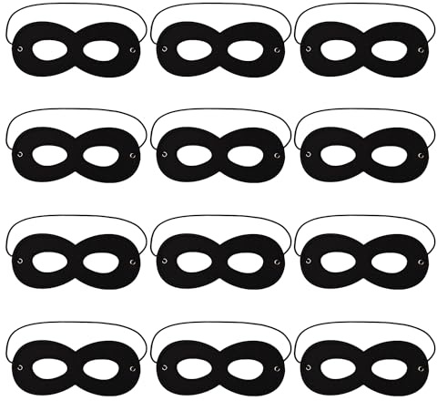 JNAWA Eye Mask Black Felt Bandit Superhero Elastic Strap Eye Mask for Halloween Cosplay Accessory Party Decoration
