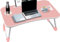 KKTECH Folding Laptop Bed Table Lap Standing Desk Sofa Breakfast Table Bed Tray Laptop Lap Desk with Cup Holder Notebook Stand Steel Legs 60x40x28cm (Pink)