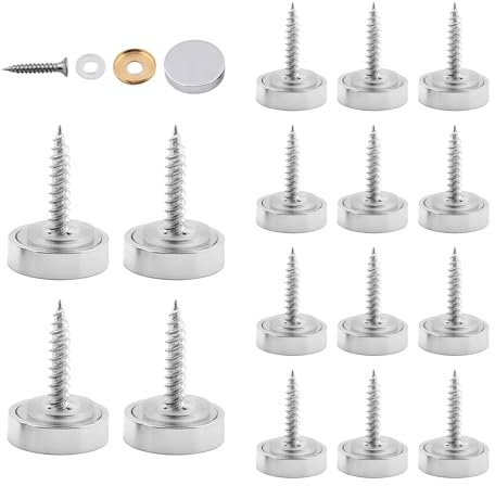 16 Pieces of Mirror Screws, 10mm Metal Screw Caps, Silver Mirror Decorative Caps, Used for Glass Decoration Such as Mirrors, Tables, Wardrobes, Etc