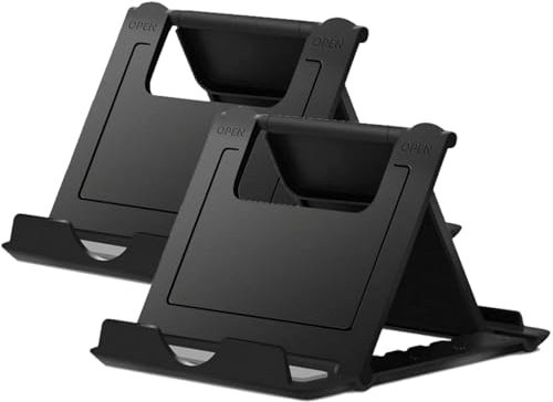 DUXIAOSHA Supporto universale pieghevole per cellulare, supporto per tablet multi-angolo, supporto da tavolo per eReader portatile, eBook, videochiamate, ufficio, casa, cucina o viaggi (nero)