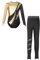 Alvivi Mädchen Turnanzug Glitzer Gymnastikanzug mit Leggings Hose Langarm Ballettanzug Gymnastik Leotard Trikotanzug Akrobatik Wettbewerb Tanzkostüm Gold&Schwarz 134-140
