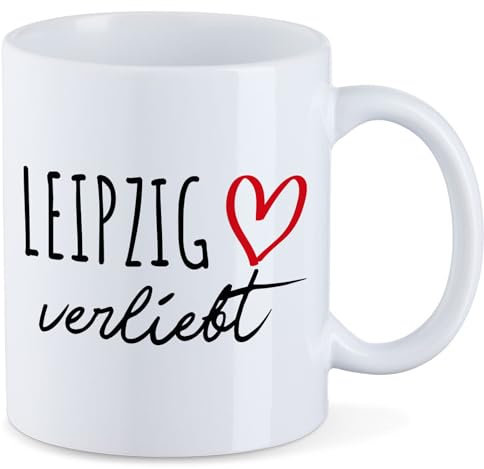 Huuraa Tasse Leipzig verliebt Geschenk 330ml Weiß Leipzig Präsent