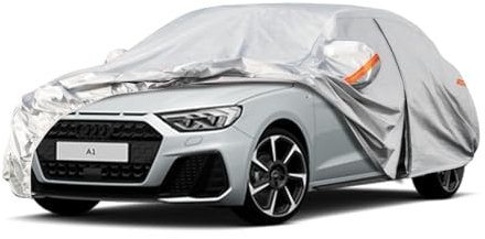 Kayme Autoplane Wasserdicht Atmungsaktiv für Audi A1 (2012-2025), 6 Schichten Vollgarage Autoabdeckung für Regen Sonne Staub Schutz Verkratzt, Autoabdeckung mit Reflektierenden Streifen.
