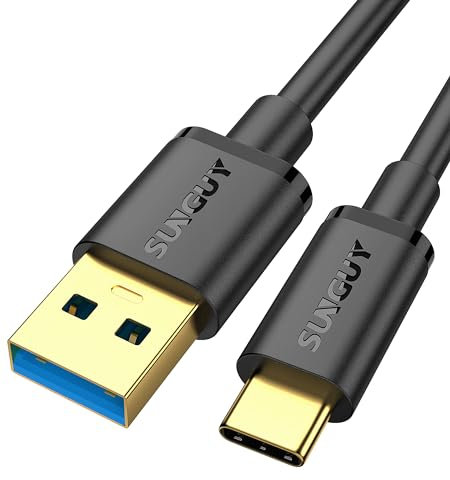 SUNGUY Cavo USB C, 1,5m Cavo USB A a USB C 10 Gbps USB Type C Android auto Cavo Compatibile con iPhone 16/15 Pro Max, Galaxy S24 S23 S22, SSD