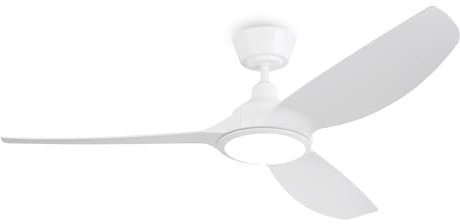Ovlaim Ventiladores de Techo Inteligentes 132 cm Blancos con Luces y Control Remoto, Motor DC Silencioso de Alto Flujo de Aire, Ventiladores de Techo Modernos de 3 Aspas para Dormitorio