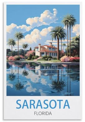 LHJOIUN Sarasota Florida Vintage-Reiseposter, 30 x 45 cm, Kunstdruck auf Leinwand, für Wohnzimmer, Schlafzimmer, Heimdekoration, moderne Kunst