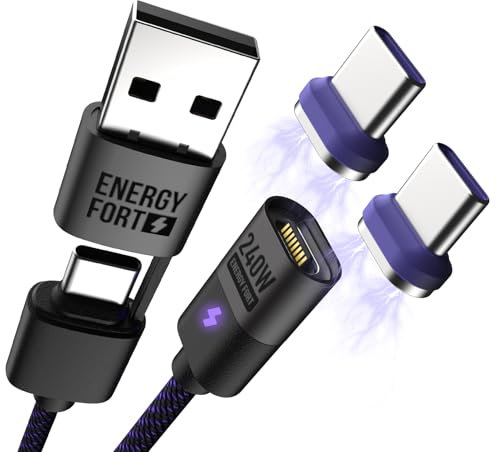 240W Magnetic USB C Charging Cable 1.2M(3.9ft), 16Pin USB A/Type C Magnetic Charging Cable, Fast Charging USB C Magnetic Cable for iphone 16/15 Series,Samsung Galaxy S25+, Google Pixel 9,iPad
