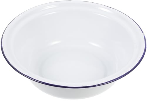 PRETYZOOM Bol rond en émail pour soupe, salade et légumes, avec couvercle pour servir et stocker 1 pièce