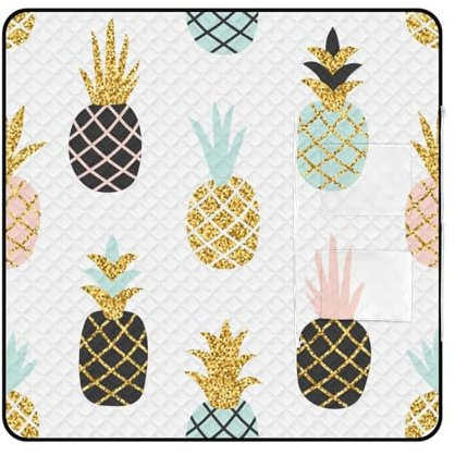 SEEKJOYS Picknickdecke mit farbigem Ananas, faltbar, wasserdicht, Sandmatte für Outdoor, Camping, Sommer, Strand, Matte, 150 x 150 cm