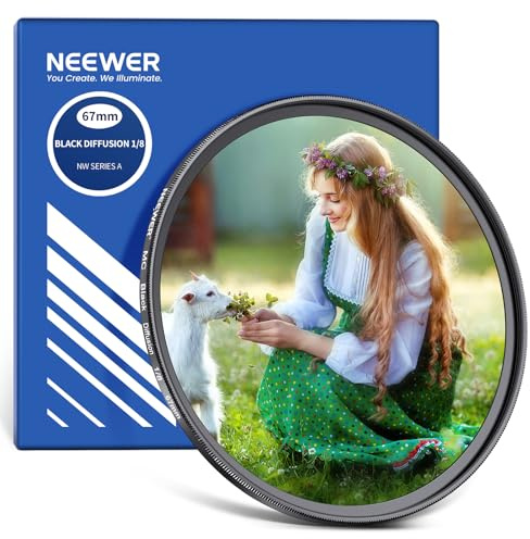 NEEWER 67mm Schwarz Diffusionsfilter (1/8) für filmreifen Nebel Effekt, ultradünnes, wasserabweisendes und kratzfestes optisches Glas, mehrfache Nano Beschichtung für Video, Vlog und Porträtfotografie