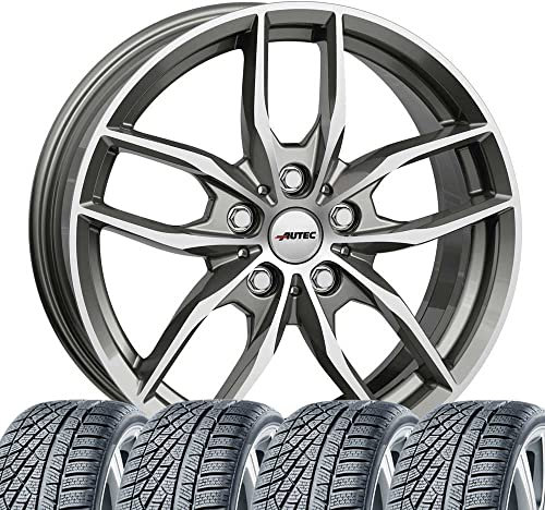 4 Winterräder Winter Bavaris 7,5x18 ET 51 5x112 Titansilber poliert mit 225/40 R18 92V CON WinterContact TS 870 P XL FR Evc