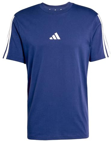 adidas Herren Essentials Three Stripes Single Jersey Shirt, Dark Blue/White, M