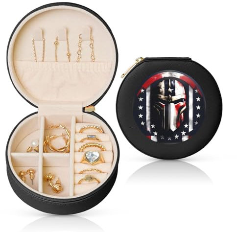 HJLUUFT Reise-Schmuckschatulle mit USA-Flagge, für Damen und Herren, stilvolle Reise-Schmuckbox und Verlobungsring-Box