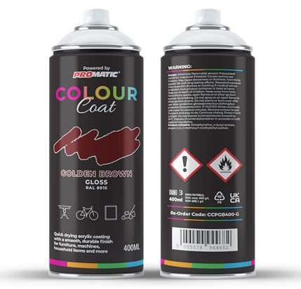 Colour Coat Pro-Matic Golden Chestnut Brown Gloss RAL 8015 Aerosol Spray Paint 400ml (1)