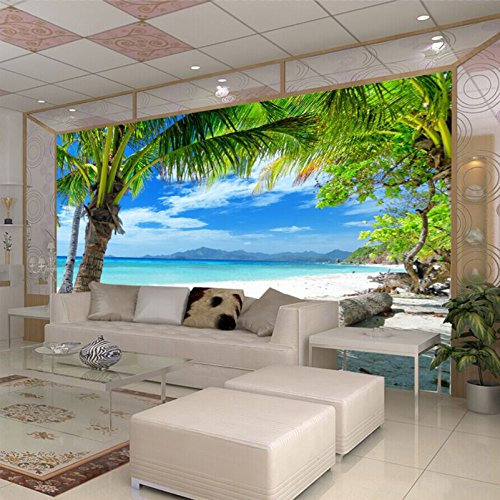 ZYCAFJ Tapeten Wandbild Strand und Meer 3D Wandtapete Hintergrundbild Fototapete Wandbild 3D Wandbild Tapete Für Baby Kinder Kinderzimmer 3D Wandmalereien Fresko