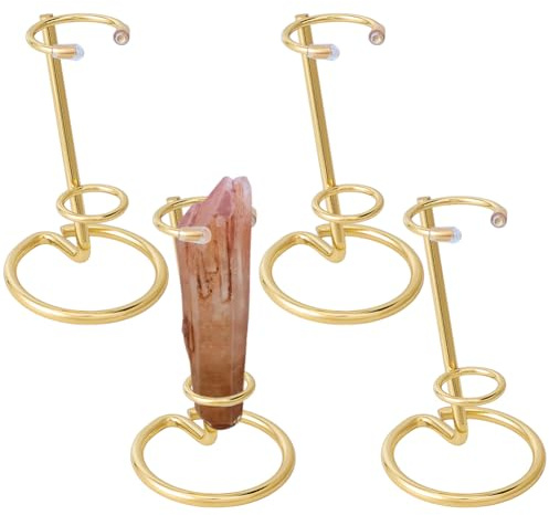 nbeads 4 Stück Ständer für Kristallstäbe, Zauberstab Display Ständer Crystal Wand Display Stand Eisen Arme Display-Ständer für Kleine Edelsteine Kristall Mineral Achat, 6.2x10cm, Golden