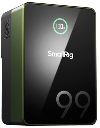 SMALLRIG V Mount Battery VB99 Pro, 99Wh / 6800mAh Mini V-Mount Battery w/PD 100W Fast Charging, with D-TAP, Dual USB-C & DC Ports, USB-A, TFT Display for Camera, Camcorder, Light, Green - 4974