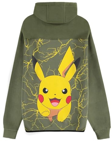 Pokémon Pikachu Männer Kapuzenjacke Oliv