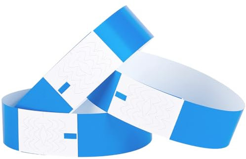 SOFPLATE 300 Stück Blau Paper Wristbands Festival Armbänder Partybänder Eintrittsbänder Event Armband wasserdichte Leichte Event Identifikationsarmbänder Für Vergnügungsparks Clubs Konzerte