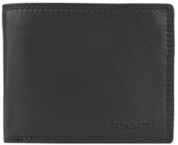 Police Portefeuille homme en cuir véritable avec boîte cadeau, Noir 79 classique avec porte-monnaie, 12,5 x 9,5 x 2,5 cm, Moderne