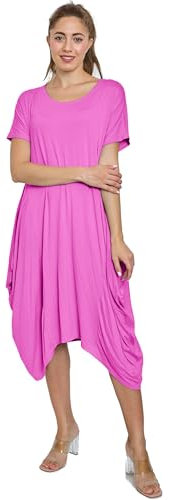 Van Der Rich ® - Abito a Maniche Corte, Stile Abito Bats Down - Donna (Fucsia, TU)