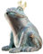 Bronze-Skulptur Wasserspeier Froschkönig | Fontaine | goldene Krone | 7x5x10cm | Tierfigur aus Bronze | handgefertigt