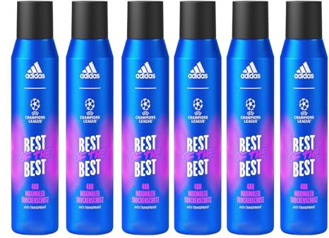 6x adidas Champions League Best of the Best Deo Spray, Maximaler Trockenschutz mit 48 Stunden Schutz vor Schweiß und Körpergeruch,gegen starkes Schwitzen und Körpergeruch 200ml (6er Pack)