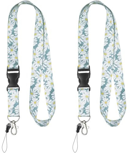 Uniclife Pack de 2 Cordons Mignons pour Cou Cordons pour Badge d'Identité pour Femmes Cordons à Détachement Rapide pour Porte-Cartes Accessoires avec Cordon Amovible, Chaînette et Clip Métallique Bleu