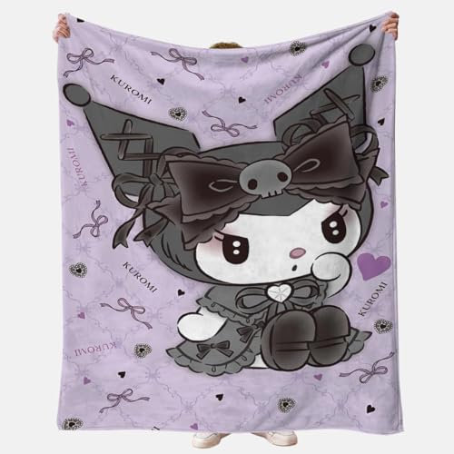 YCVBCY Kuromi - Manta para niños, juego de mantas kawaii, impresión suave, microfibra cálida para todas las estaciones