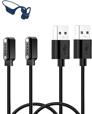 2-Pack Charging Cable for SANOTO Bone Conduction Headphones,Magnetic Adsorption Charging USB Cable,Portable Quick Charge,Sturdy and Durable,Black