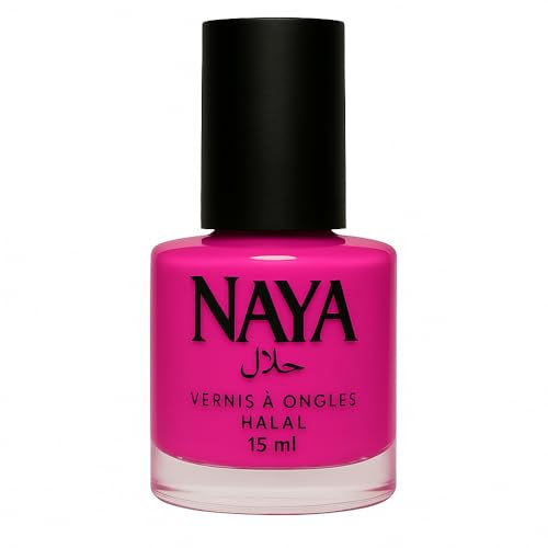 Vernis Halal Fuschia - Rose de Damas NAYA – Perméable à l’eau – Compatible Salat – 15 ml – Certifié WHU – Sans alcool – Manucure licite et élégante – Brillance et Longue Tenue