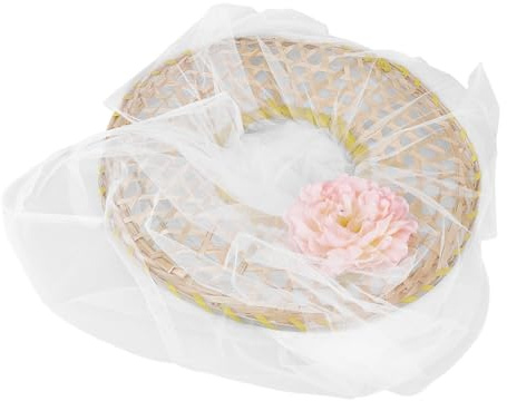 FRCOLOR Traditioneller Hut mit Schleier Eleganter Asiatischer und Regenschutz für Hochzeiten Partys Cosplay und Outdoor Aktivitäten Uv Schutz Stilvolles Design